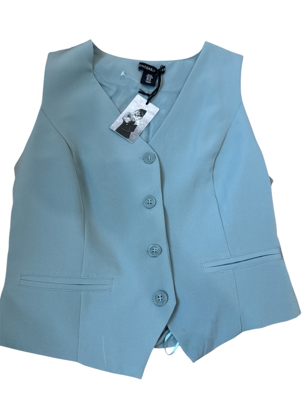 SINCERELY Light Blue Button Vest